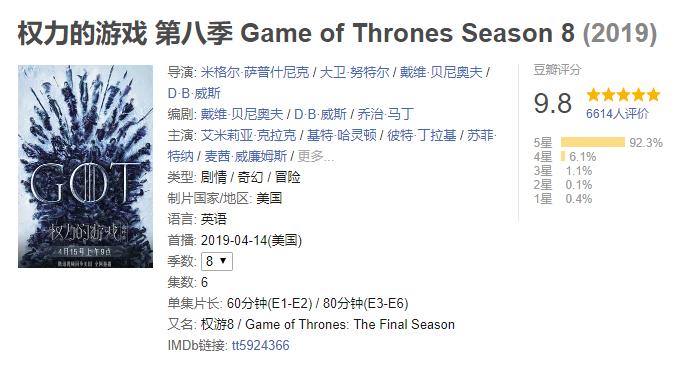 权利的游戏第六季字幕_权力的游戏最终季评价_权力的游戏第八季首播时间