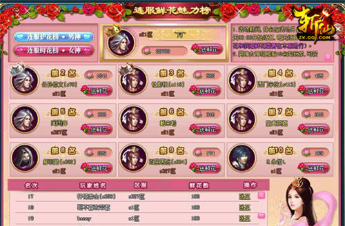 斩仙连服花榜_斩仙女神男神评选_斩仙游戏元神装备