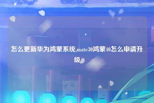 怎么更新华为鸿蒙系统,mate30鸿蒙40怎么申请升级