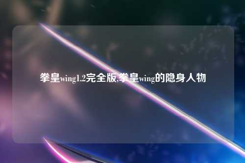 拳皇wing1.2完全版,拳皇wing的隐身人物
