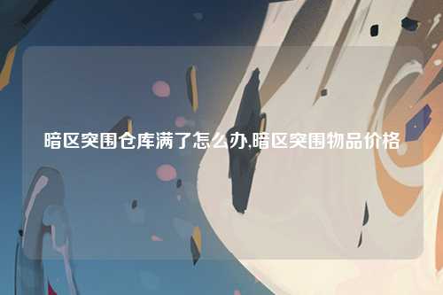 暗区突围仓库满了怎么办,暗区突围物品价格